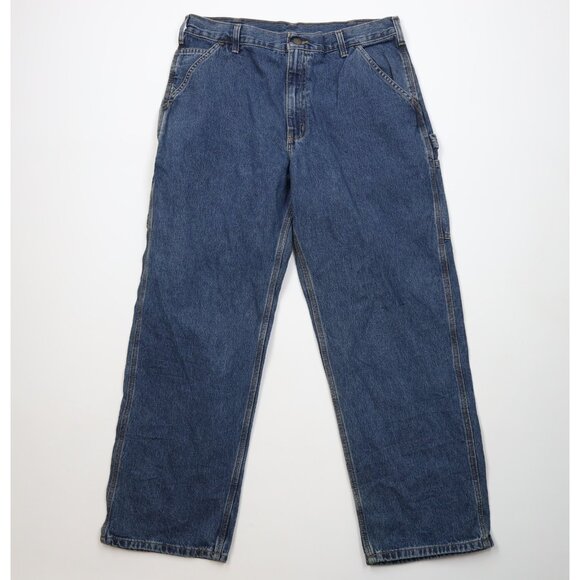 Vintage Y2K Carhartt Mens 36x30 Faded Original Wide Leg Dungaree Denim Jeans
